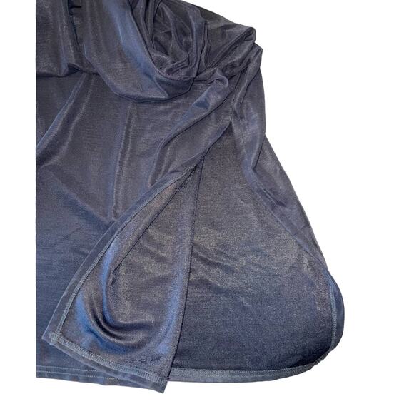 Vintage AKA Authentic LA Black V-Neck Sleek Sheath Dress w/ high Split Large - Picture 5 of 8